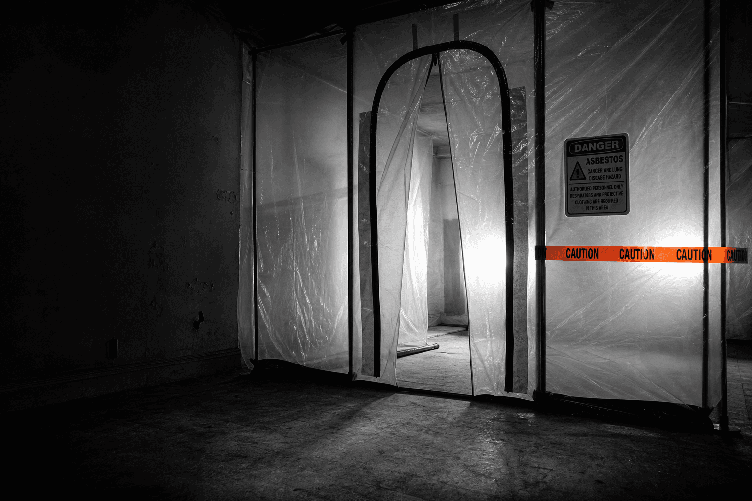 Asbestos containment setup in a Surrey home